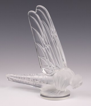 Lalique, a frosted glass model of a Dragonfly 