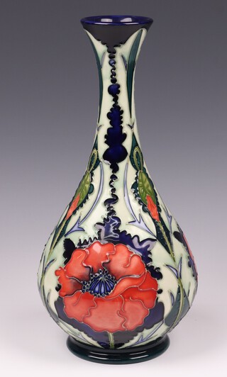 A Moorcroft Poppy vase, designed by Rachel Bishop, base marked '98 and with signature mark 30cm 