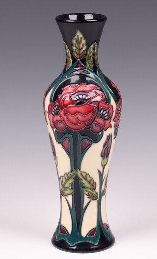A Moorcroft limited edition Crimson Rambler vase, designed by Rachel Bishop, no. 95/100,  base signed R Bishop and dated 2012, 25cm 