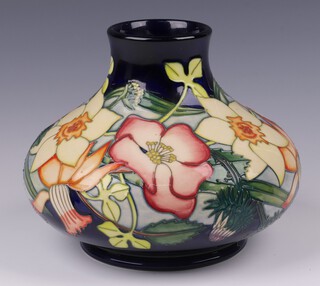 A Moorcroft 2002 Golden Jubilee vase of squat form, designed by Emma Bosson  16cm, boxed