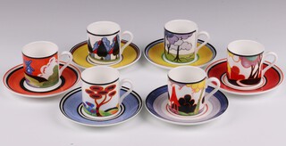 Wedgwood for the Bradford Exchange, a limited edition 12 piece Summer House Clarice Cliff Centenary coffee service comprising 6 cups and 6 saucers 