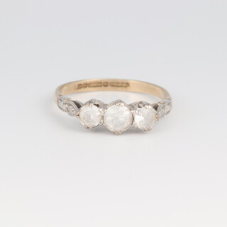 A 9ct gold paste set ring, size L 1/2, 1.6 grams