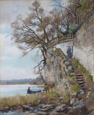 Alexander P. Thomson (British, 1887-1962), "Law for the River", early 20th century watercolour, signed recto, titled exhibition label verso, 61cm x 50cm, within a gilt frame.	