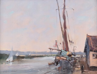 Peter Gilman (British, 1928-1984), "Neiljan of Maldon, Snape", 20th century oil on board, signed recto, titled verso, 22cm x 29cm, within a painted and gilt frame.