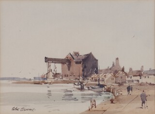 Peter Gilman (British, 1928-1984), "Wells, Norfolk", 20th century watercolour, signed recto, titled verso, 13cm x 18cm, within a stained wood and gilt frame.	