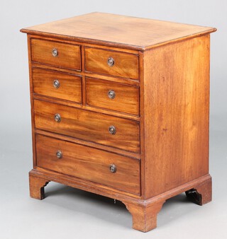 A 19th Century bleached mahogany chest of 4 short and 3 long drawers, raised on bracket feet 71cm h x 65cm w x 45cm d 