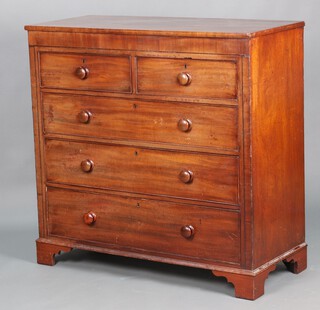 A Victorian mahogany chest inlaid ebony stringing, fitted 2 short and 2 long drawers, raised on bracket feet 109cm h x 123cm w x 54cm d 