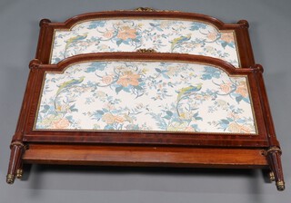 A 19th Century French, carved walnut, panel end bedstead with upholstered panel, raised on turned and fluted supports 139cm h x 140cm w  