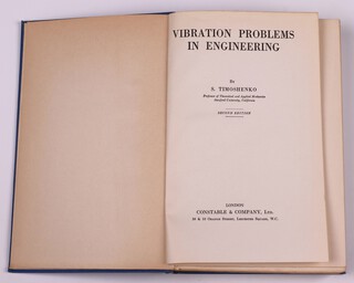 TIMISHENKO. S. Vibration Problems in Engineering, London: Constable & Company Ltd, Second Edition 1937, 8vo, 469pp. Original blue cloth, gilt lettering. Minor rubbing to corners and edges of spine 
   
