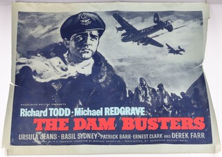 Barnes Wallis' personal copy of "The Dam Busters" 1955 film lobby poster in British half sheet format (22 inches x 27 inches), on blue card depicting Richard Todd as Wing Commander Guy Gibson VC DSO DFC with red Dam Buster title