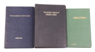 Three Company Directories to include Vickers 1940, 77pp., Vickers Group Directory 1957 and British Aircraft Corporation Directory circa 1960. 
