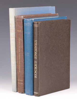 4 vols.  PIERCY N. A. V. Aerodynamics, London: English Universities Press, 8vo, 536pp. Second Edition 1947, signed B.N, Wallis to endpaper.   ROARK Raymond J., Formulas For Stress and Strain, London: McGraw Hill 1954, 8vo, 432pp., signed B.N. Wallis to endpaper.    BRAGG S. L. Rocket Engines, London: George Newnes Ltd. 1962, 8vo, 158pp. Signed B.N. Wallis 1977 to end paper and  PALMGREN Arvid, Ball and Roller Bearing Engineering, USA: Burbank 1946, 4to, 270pp., signed B.N. Wallis Feb '48 to endpaper 