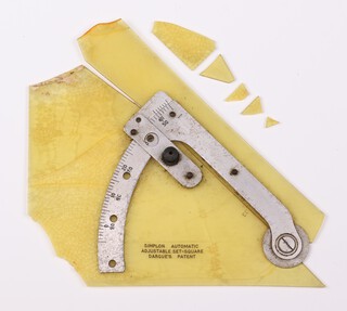 A Simplon Automatic Adjustable Set-Square Dargues Patent, very chipped and brittle 