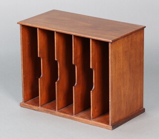 A 1930's rectangular mahogany and plywood 5 section table top filing tray 41cm h x 51cm w x 27cm d 