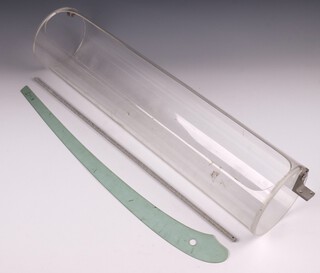 A cylindrical perspex map/plan holder, 62cm l x 15cm d