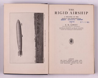 LEWITT, E. H.  The Rigid Airship - A Treatise on The Design and Performance.  London: Sir Isaac Pitman & Sons Ltd. 1925. 8vo, 283pp.  Original blue cloth, gilt lettered spine.  Fading to spine, rubbing to corners and edges of spine. Signed B.N. Wallis 