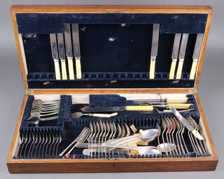 A part canteen of Old English pattern silver plated cutlery contained in an box 