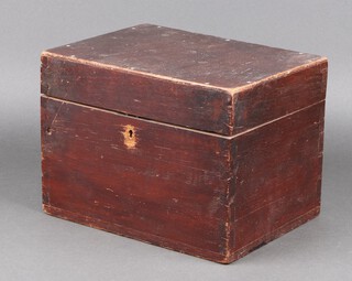 A 19th Century rectangular pine box with hinged lid 21h x 30w x 23d 