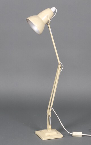 Herbert Terry, a mid-century white anglepoise table lamp, raised on square base 83cm x 15cm 