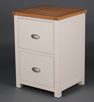 Cotswold Company, a white laminate and oak finished filing cabinet of 2 drawers 79cm h x 58cm w x 51cm d 