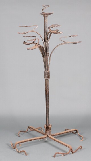 A DBP Fegit blacksmiths made wrought iron 7 light floor standing candle stand 166cm h x 73cm 