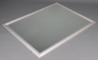 A rectangular plate mirror contained in a silver painted frame 135cm x 103cm 