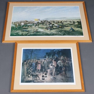 Terrence Cuneo, signed coloured print "Raising The Regiment" 36cm x 45cm and 1 other Gordon Ellis "Cavalry Charge" 45cm x 75cm