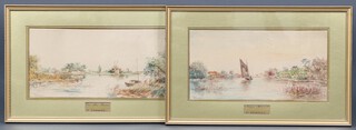 P Edward, a pair of Edwardian watercolours "In the Fends" and "Near Maish" 17cm x 33cm (some foxing) 