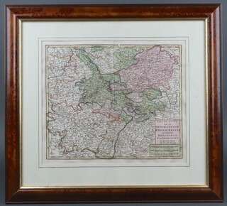 A Continental coloured map "Amsterdam and District" 29h x 34w, in a walnut finished frame