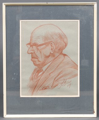 Davis, pastel head and shoulders portrait of an elderly man 28cm h x 22cm 