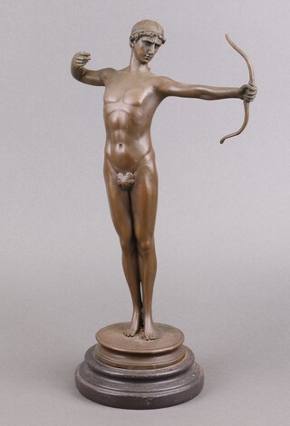 After the antique, a bronze figure of Teucer "The Archer" 42cm h 