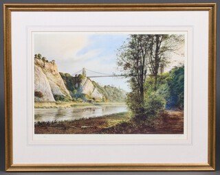 K S Todd, limited edition coloured print "Clifton Suspension Bridge Bristol" no. 36/850, 37cm x 53cm 