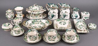 A Masons Chartreuse pattern twin handled sauce tureen, ladle and stand, 3 ditto jugs, oval bowl and other items of Chartreuse pattern ware (19) 