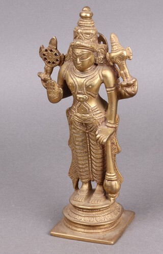 A gilt bronze Hindu figure of Lord Vishnu 24cm 