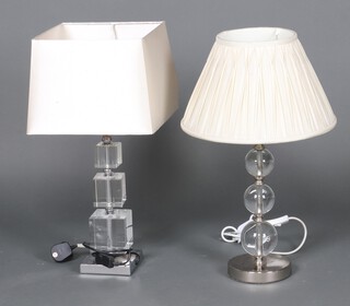 Laura Ashley, a glass and chrome table lamp 32cm h together with a DAR perspex and chrome table lamp