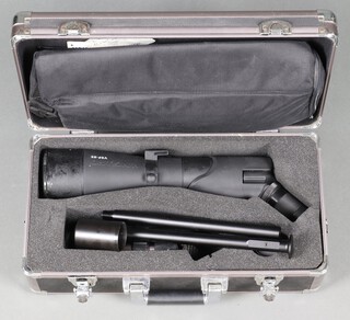 A Vanguard VSP-85 field monoscope contained in a fitted foam hard carry case together with associated tripod 