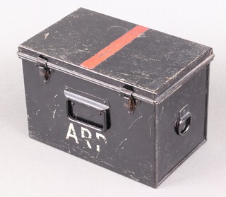 A Second World War rectangular ARP twin handled first aid box 18cm h x 29cm w x 19cm d 