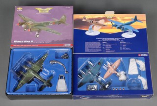 A pair of Corgi Aviation Archive models to include a Junkers JU88A-5 and a DH Mosquito PRMKIV Supermarine Spitfire PRVII Type G, 1:72 scale, boxed