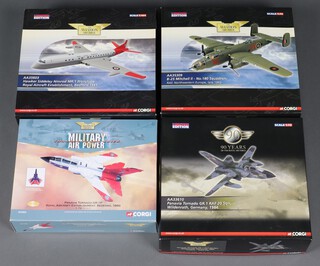 Four Corgi Aviation Archive models to include a Panavia Tornado GR.1 RAF 20Sqn, a B-25 Mitchell II, a Hawker Siddeley Nimrod NR.1 Prototype and a Panavia Tornado GR.1P,  1:72 scale, boxed