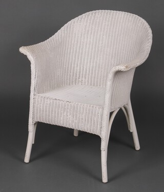 A white painted Lloyd Loom chair