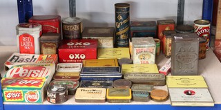 A Ridgeways Five O'Clock tea tin together with a collection of vintage tins and packaging