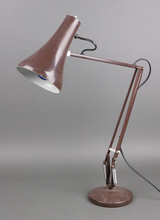 A brown metal anglepoise lamp marked Anglepoise 90 (some paint loss)
