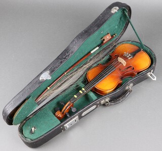 A child's Suzuki violin, label marked MV-010 