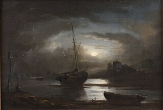 John Wallace Tucker (1808-1869), "Near Barnstaple", oil on panel, signed with initials and titled verso, 16cm x 24cm, within a gilt composition frame.