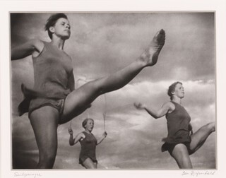 **Leni Riefenstahl (German, 1902-2003), "Seilspringen", gelatin silver print, signed and titled in pencil recto, numbered 19 from an edition of 25 to label verso, 22cm x 29cm, within a metal frame.**Please Note - Artists Resale Rights may be payable on this lot.	