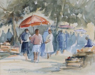 **Diane Scott, Market Scene, 20th century watercolour, signed, 24cm x 30cm, within a gilt frame.**Please Note - Artists Resale Rights may be payable on this lot.
