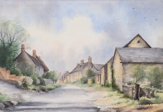 David R. Meeks, "Islip", late 20th/early 21st century watercolour, signed recto, titled label verso, 35cm x 51cm, within a gilt frame.	