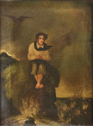 After Henry Thomson (British, 1773-1843), "Distress by Sea", 19th century oil on canvas, 44cm x 34cm, within a gilt frame.