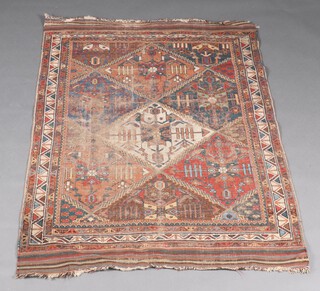 A blue, white and tan ground Kilim rug with 3 stylised diamond medallions to the centre within a multi row border,  168cm x 122cm 
