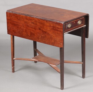 A 19th Century mahogany Pembroke table fitted a frieze drawer, raised on square tapered supports with rectangular undertier 72cm h x 79cm w x 40cm d 